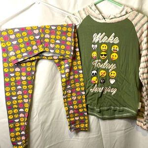 Emoji outfit. Hoodie and leggings. Size XL 14/16 wore once